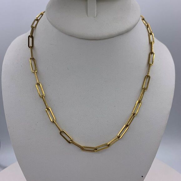 NWOT gold over stainless 16 inches, oblong link chain necklace, classic look, - Picture 1 of 16